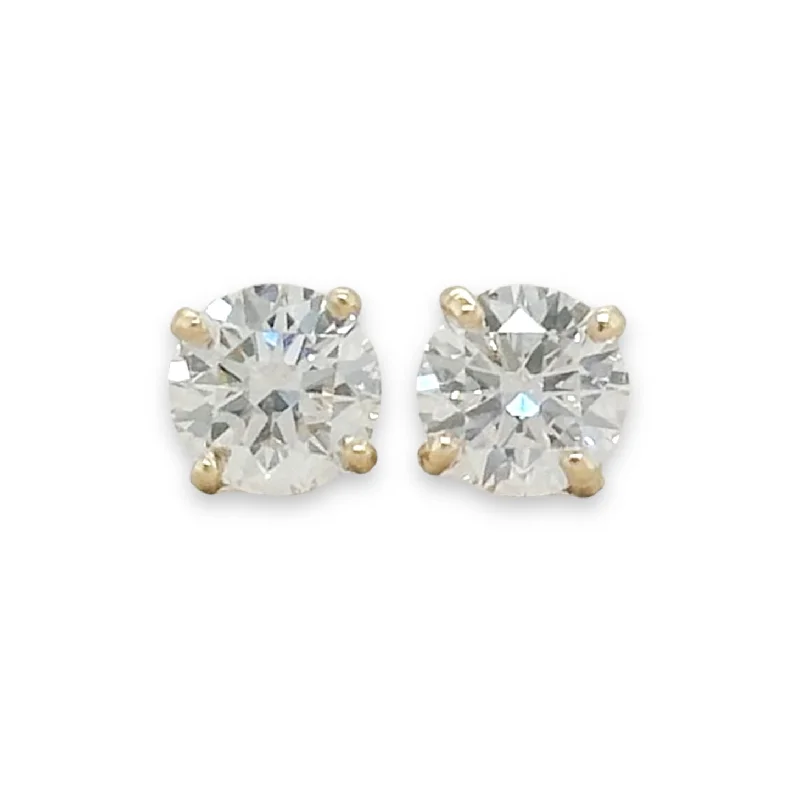 Wedding Earrings for Bride-14K Y Gold 1.18cttw D/VS1 Lab-Created Diamond Stud Earrings IGI #577364034 & #574364857