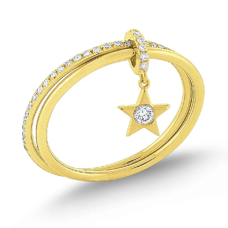 Wedding Ring Set for Men-Diamond Lucky Charm Star Ring Set in 14 Kt. Gold