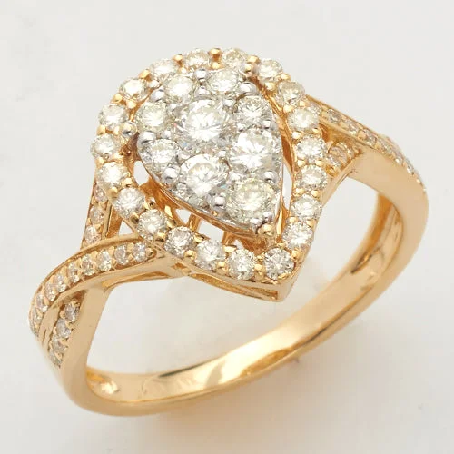 Simple Diamond Wedding Ring-14KY+W 1.00CTW DIAMOND PEAR CLUSTER RING