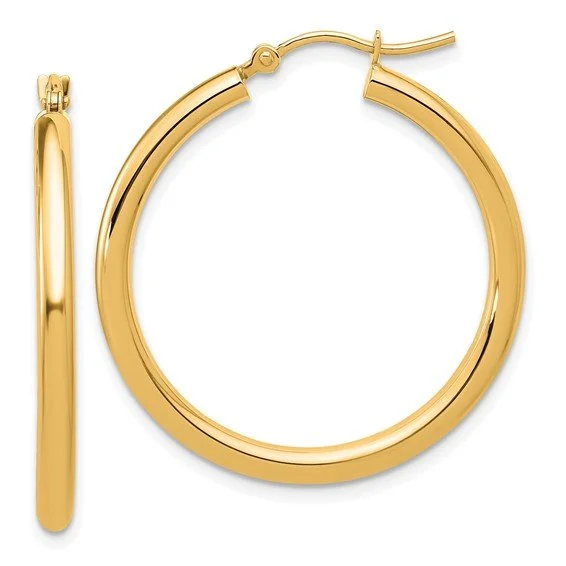 Elegant Wedding Earrings-14k Polished 2.5mm Lightweight Tube Hoop Earrings