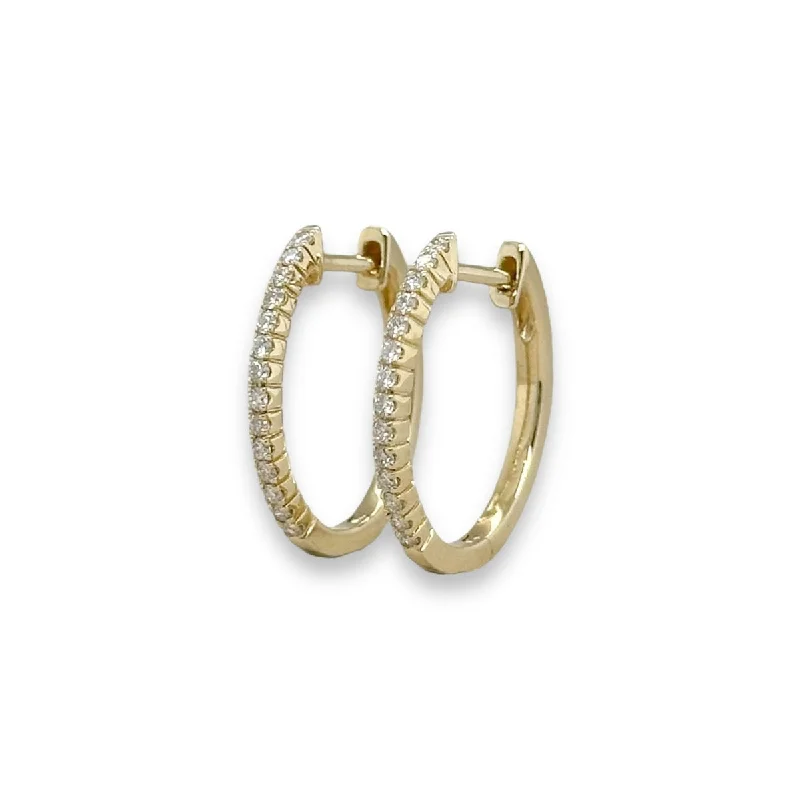 Trendy Earrings for Bridesmaids-14K Y Gold 0.20ctw Oval Diamond Hoop Earrings