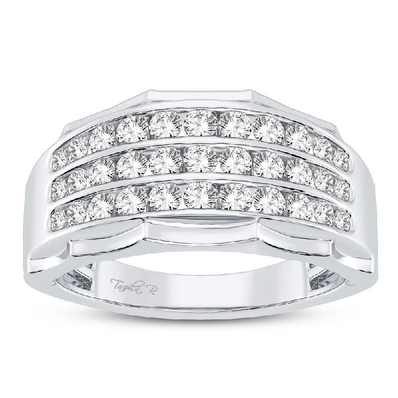 Men's Silver Wedding Band-14K 1.00CT DIAMOND RING