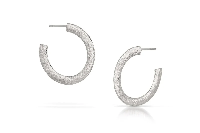 Simple Silver Drop Earrings-Carved Hoop Earrings