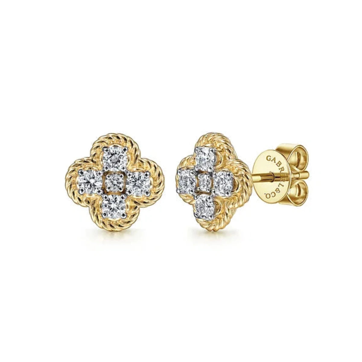 Swarovski Crystal Earrings-14K Y Gold 0.50cttw Twisted Rope Diamond Stud Earrings