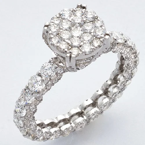 Customizable Engagement Ring-14KW 2.85CTW ROUND CLUSTER DIAMOND RING