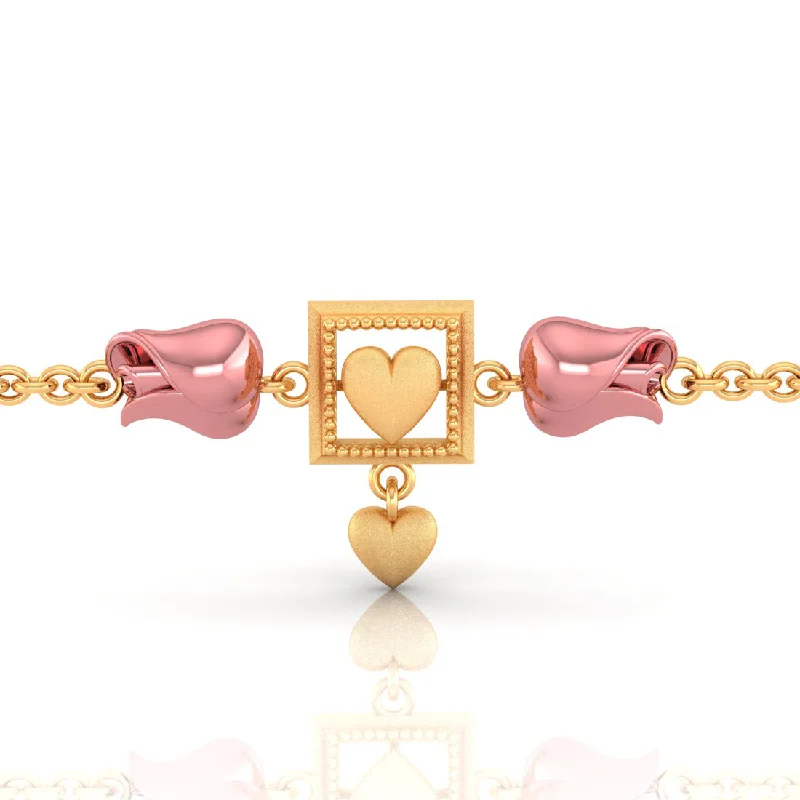 Luxury Customizable Leather Bracelet-14k Gold Geometric Square And Pink Cz Yellows Bracelet