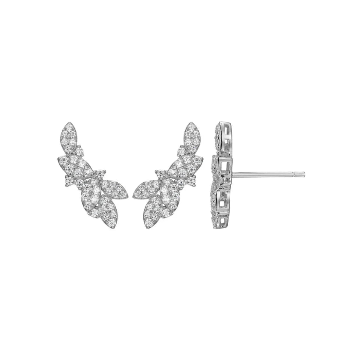 Sterling Silver Earrings for Women-SS CZ Cluster Earrings