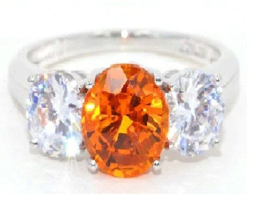 Dainty Gold Ring-4 Ct Citrine & Zirconia Round Ring .925 Sterling Silver Rhodium Finish