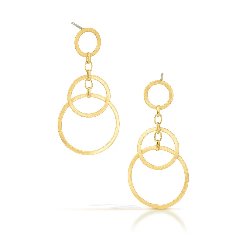 Chic Earrings for Women-Circle Bunches Earrings - 18k yellow gold vermeil