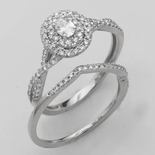 Luxury Diamond Ring-14KW 0.65CTW ROUND DIAMOND BRIDAL SET