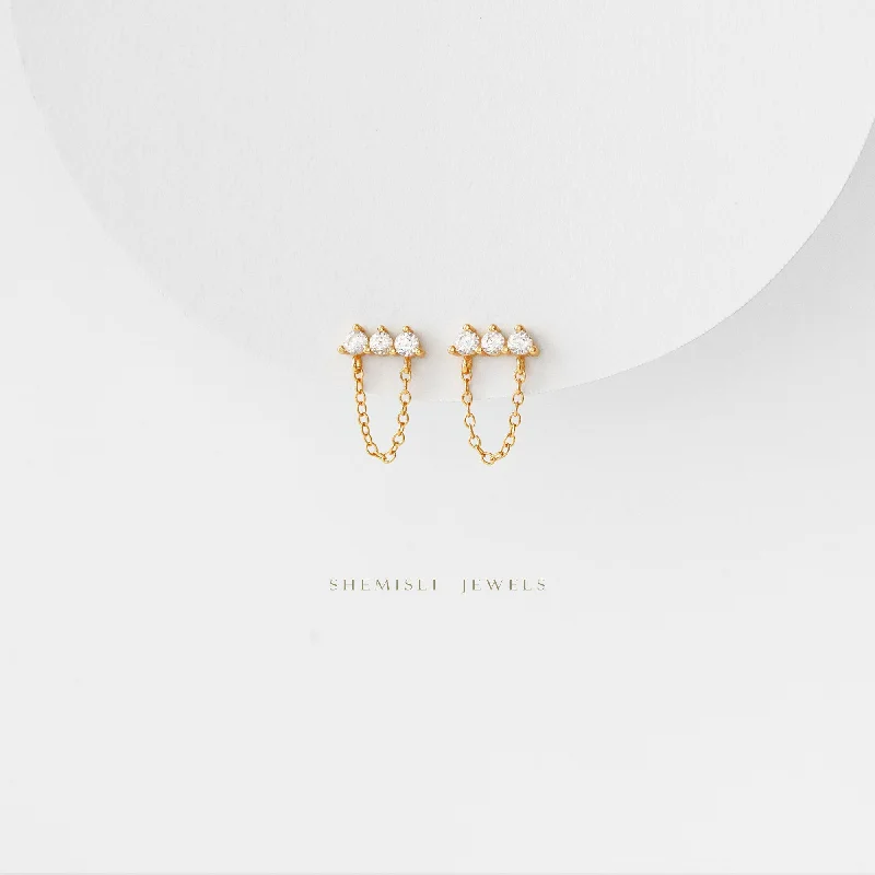 Elegant Drop Earrings-Tiny Bar CZ Studs Earrings, Unisex, Gold, Silver SHEMISLI SS145, SS265, SS266, SS267, SS268