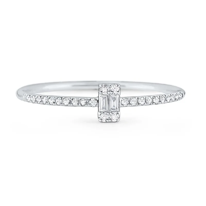 Customizable Engagement Ring-14k Round and Diamond Baguette Stack Ring