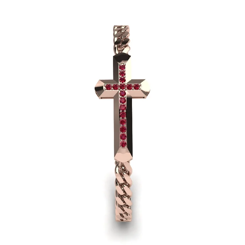 Adjustable Bracelet for Women-Ruby Cross Men Chain Bracelet - Nicholas No. 11