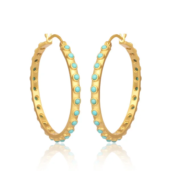 Pearl Drop Earrings-Turquoise Hoop Earrings