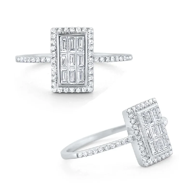 Men's Diamond Engagement Ring-Diamond Rectangle Mosaic Ring Set in 14 Kt. Gold