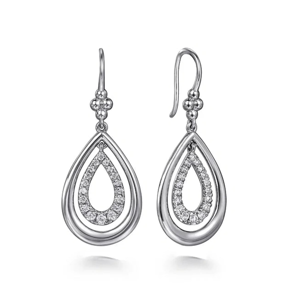 Diamond Dangle Earrings-SS 0.69ctwWhite Sapphire Teardrop Dangle Earrings