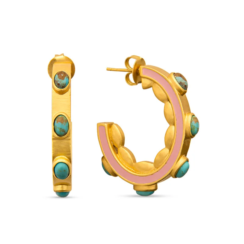 Luxury Bridal Earrings-Turquoise Sea Hoop Earrings