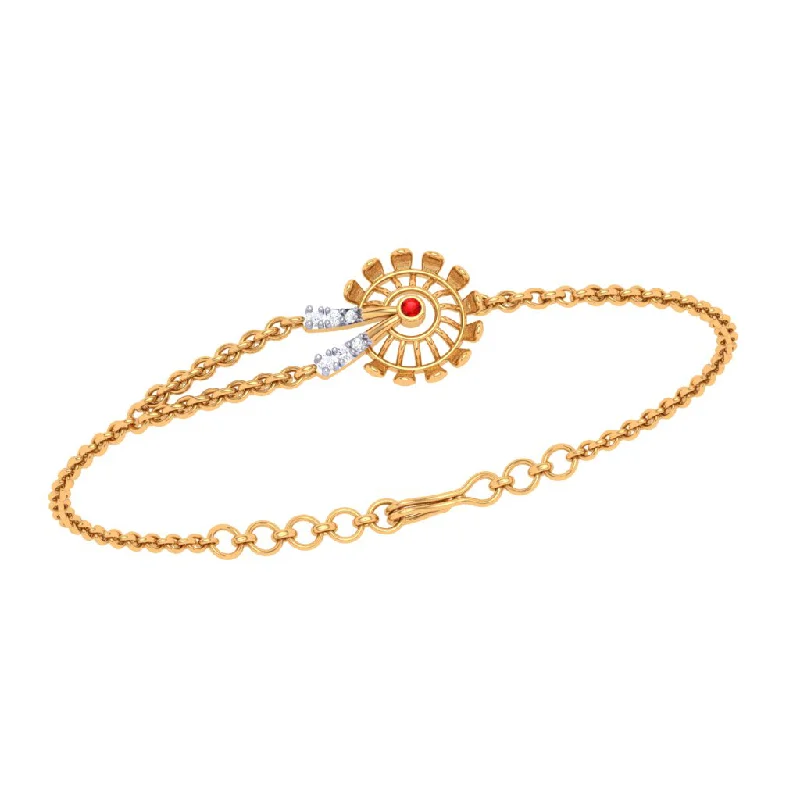 Gold Bangle Bracelet-Shimmering Single Red Stone Studded Gold Bracelet