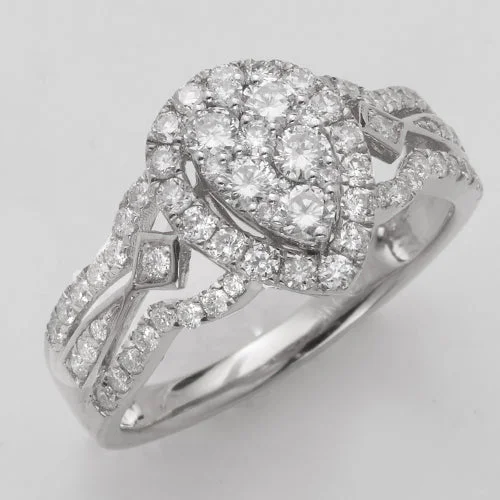 Dazzling Engagement Ring Set-14KW 1.00CTW DIAMOND PEAR CLUSTER RING - SINGLE