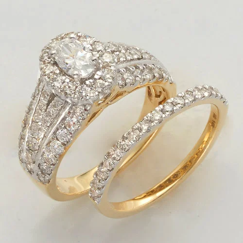 Gorgeous Wedding Ring Set-14KY 2.15CTW DIAMOND OVAL CENTER BRIDAL SET