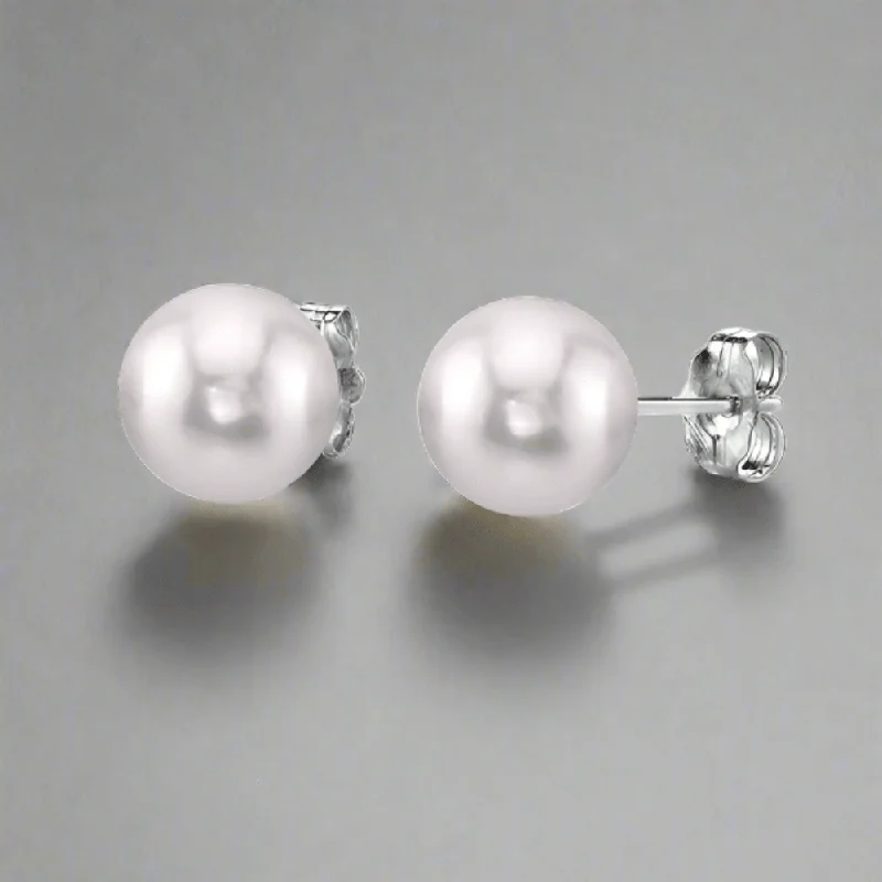 Unique Wedding Earrings-14K W Gold 6x6.5mm Cultured Akoya Pearl Stud Earrings