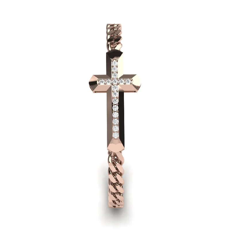 Classic Wedding Bracelet with Diamonds-Diamond Cross Men Chain Bracelet - Nicholas No. 2