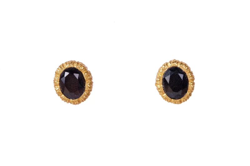 Small Gold Hoop Earrings-Vicky Stud Earrings - Black Onyx