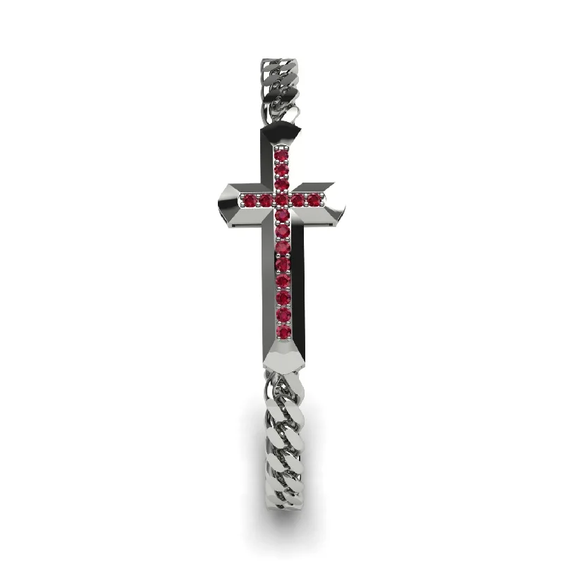 Bohemian Style Bracelet-Ruby Cross Men Chain Bracelet - Nicholas No. 12