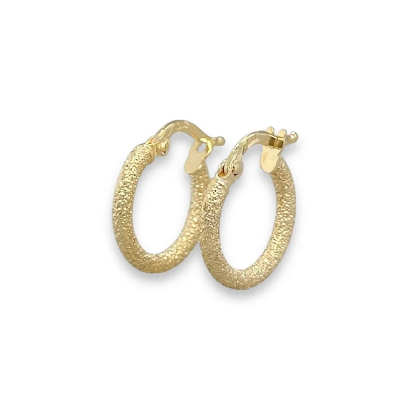 Designer Earrings for Women-14K Y Gold 14mm Textured Hoop Earrings