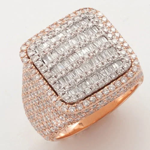 Unique Gold Ring-14KR+W 4.80CTW DIAMOND BAGUETTE SQUARE RING