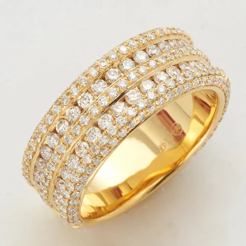 Custom Diamond Wedding Ring-14KY 2.50CTW DIAMOND 3-ROW MENS RING