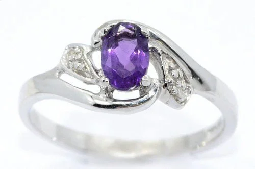 Diamond Eternity Ring-0.50 Ct Alexandrite & Diamond Oval Ring .925 Sterling Silver Rhodium Finish