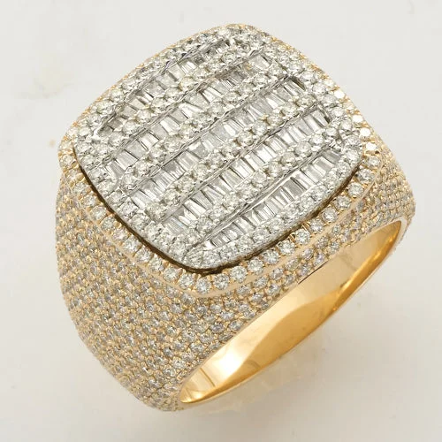 Designer Diamond Wedding Ring-14KY+W 4.75CTW BAGUETTE DIAMOND MENS RING