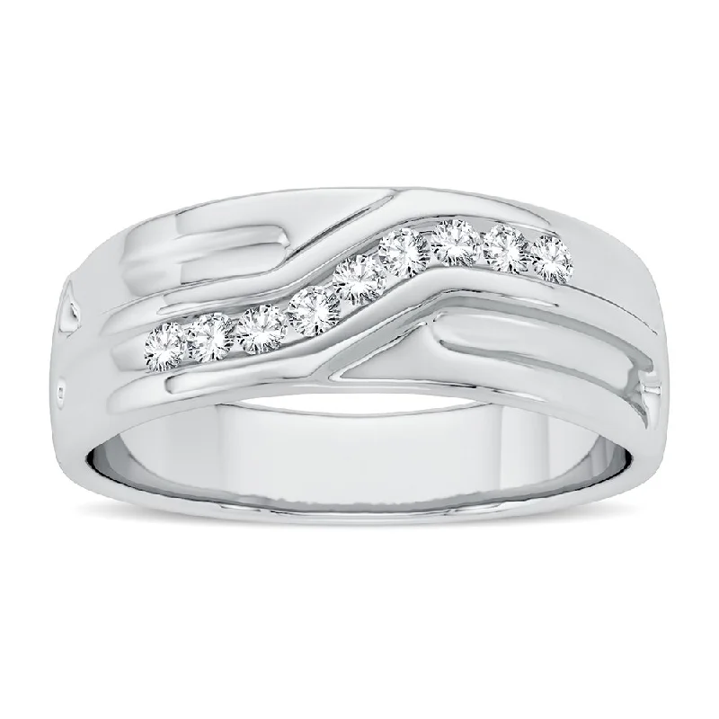 Gorgeous Wedding Band with Diamonds-14K 0.15CT Diamond Band