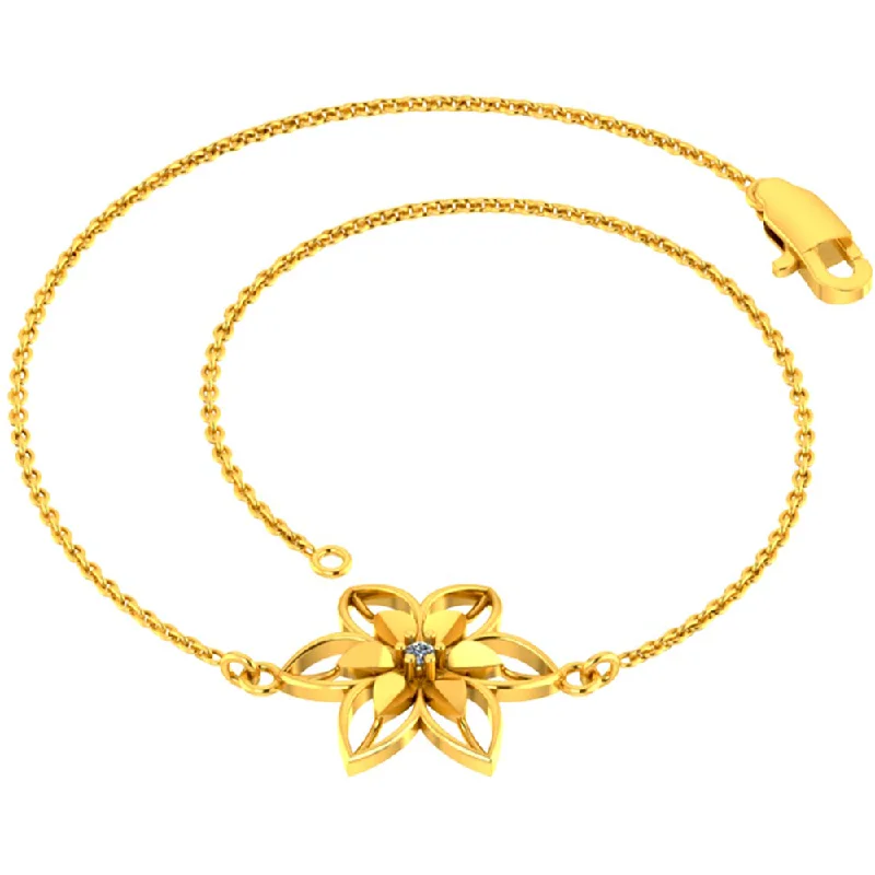 Trendy Silver Charm Bracelet-Gorgeous 18k Gold Flower Design Diamond Bracelet For Women From Diamond Collection Pc Chandra