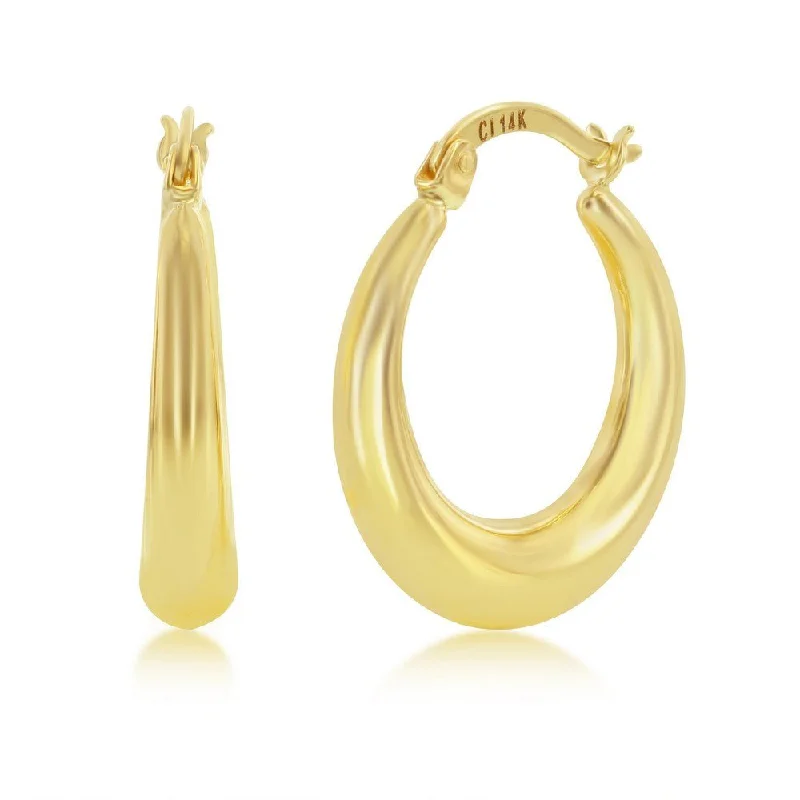 Wedding Earrings with Pearls-14K Y Gold 20mm Tapered Hoop Earrings