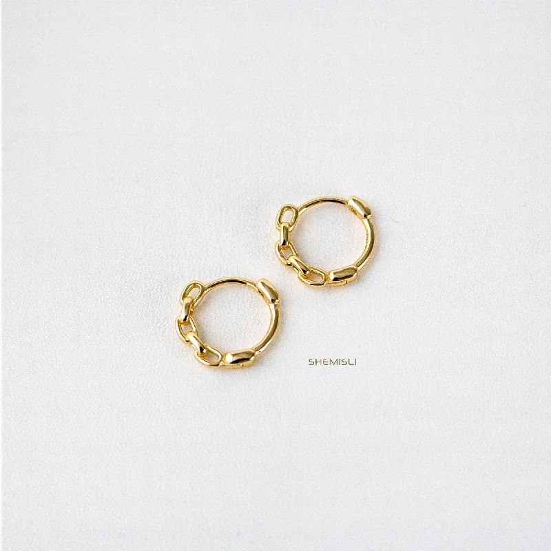 Silver Stud Earrings-Chain Hoop Earrings, Huggies, Gold, Silver SHEMISLI SH078