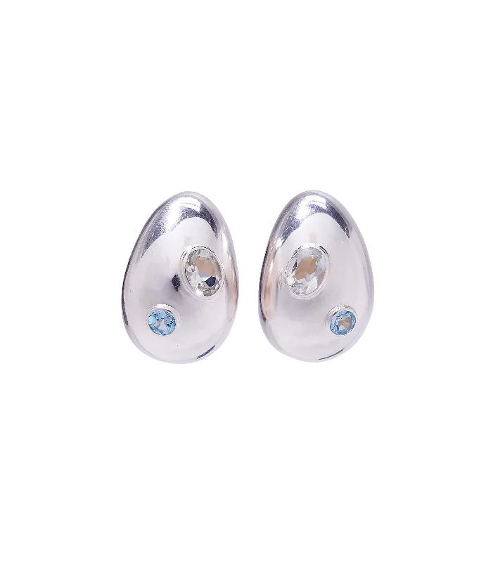 High-End Wedding Earrings-Mini Arp Earrings in Studded Silver