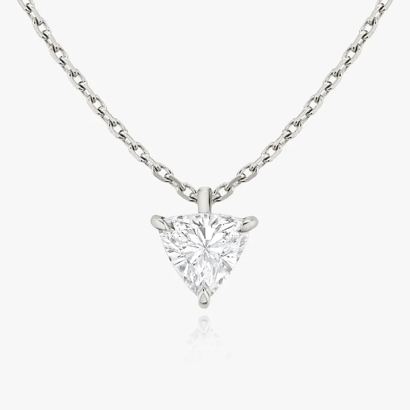 Solitaire Trillion 14K Whitegold Necklace w. Lab-Grown Diamond