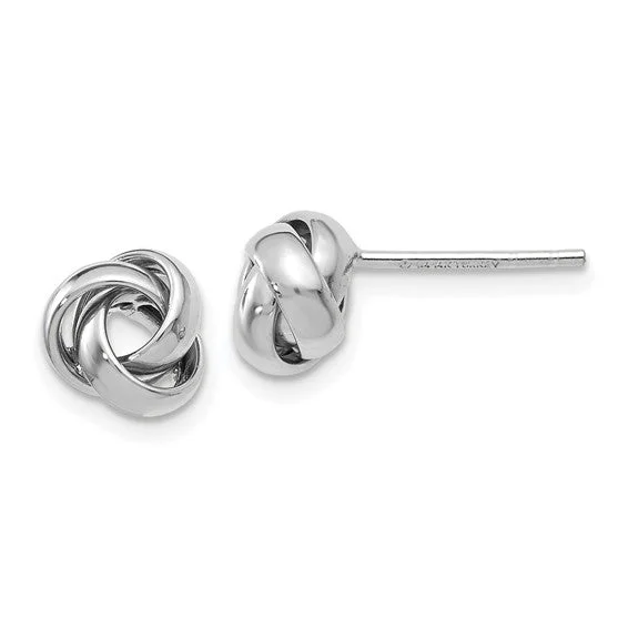 Fine Silver Earrings-14K White Gold Polished Knot Post Earrings