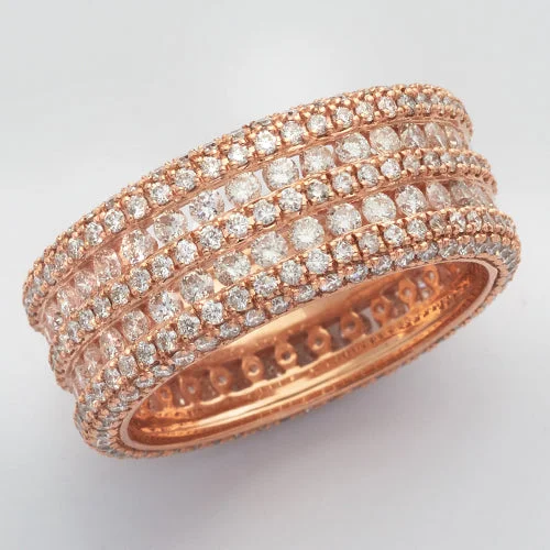 Rose Gold Wedding Ring Set-10KR 3.75CTW DIAMOND ETERNITY BAND