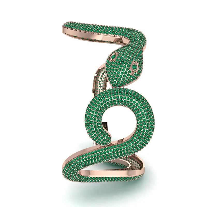 Luxury Men’s Bracelet-Gorgeous Emerald Snake Bracelet - Ronald No. 8