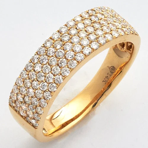 Diamond Ring with Gold Band-14KY 1.20CTW DIAMOND 5-ROW FLAT PAVE MENS BAND