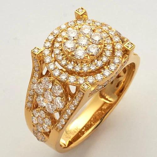 Trendy Stackable Rings-14KY 2.15CTW DIAMOND 4-PRONG ROUND CLUSTER RING