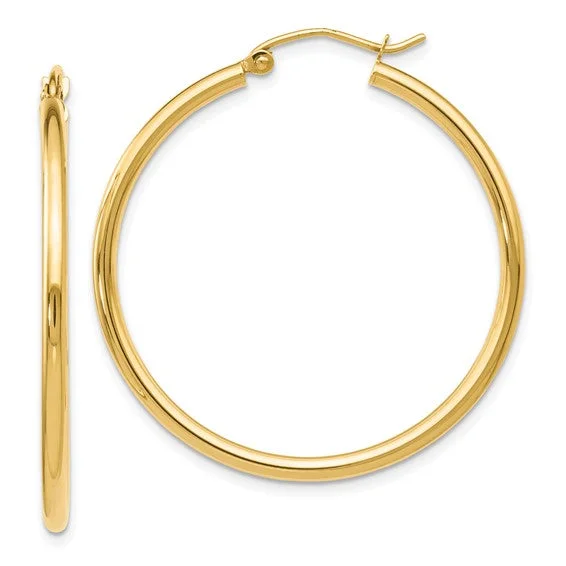 White Gold Earrings-14K Yellow Gold Polished Hoop Earrings