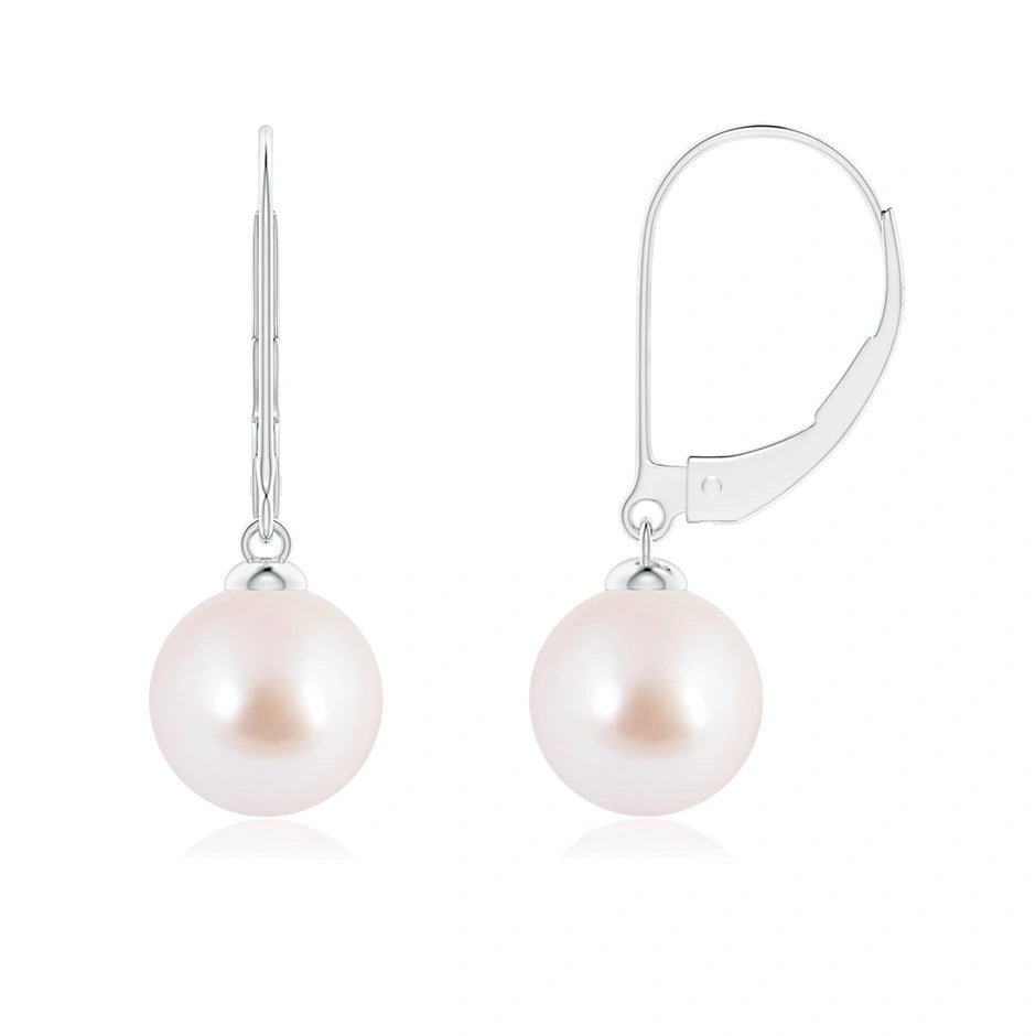 Beautiful Drop Earrings-14K W Gold 8.5-9mm FWP Pearl Leaver-back Earrings