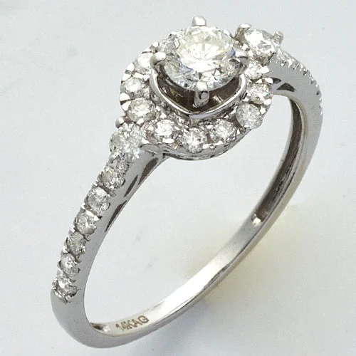 Classic Wedding Ring for Couples-14KW 0.75CTW DIAMOND BRIDAL RING [0.32CT CTR]