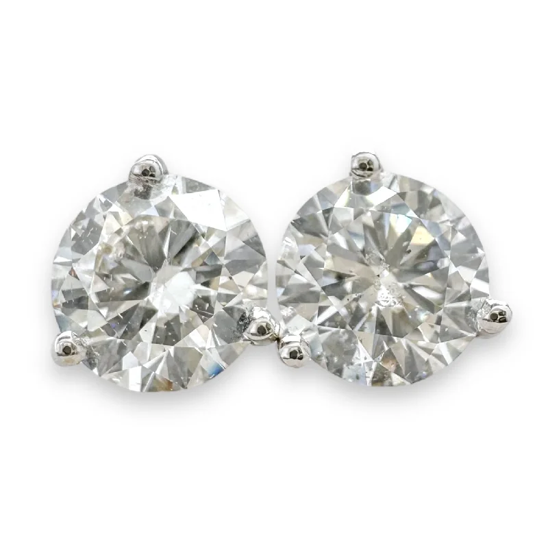 Wedding Earrings with Silver-18K W Gold 2.02cttw E/SI2 Diamond Stud Earrings GIA #2426716171 & #6432682835