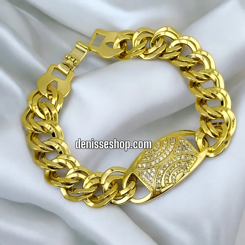 Elegant Crystal Bracelet for Weddings-14K FASHION GOLD BRACELET BR440