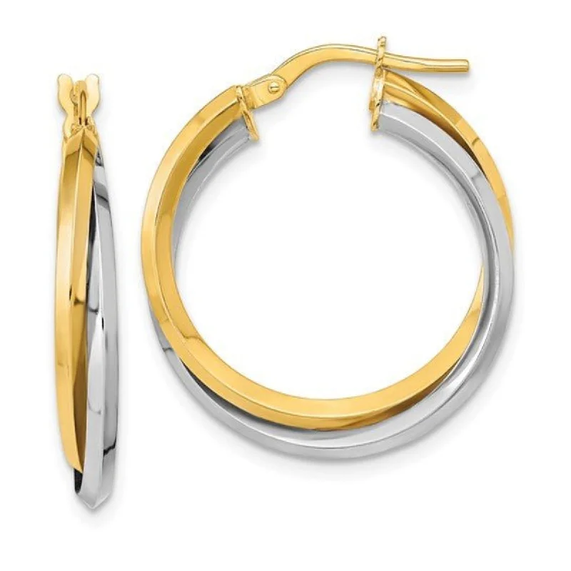 Statement Earrings for Weddings-14K TT Gold Double Hoop Earrings